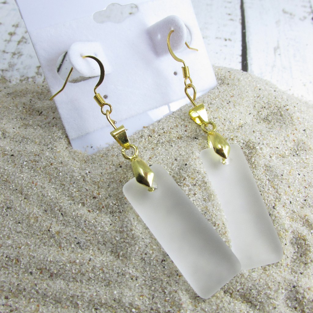 Limited 18k Gold Plated Sea Glass Earrings 17$